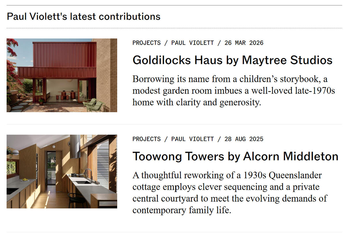 ArchitectureAU articles Articles for Vokes and Peters, Maytree Studios, Alcorn Middleton and Oh Architecture
