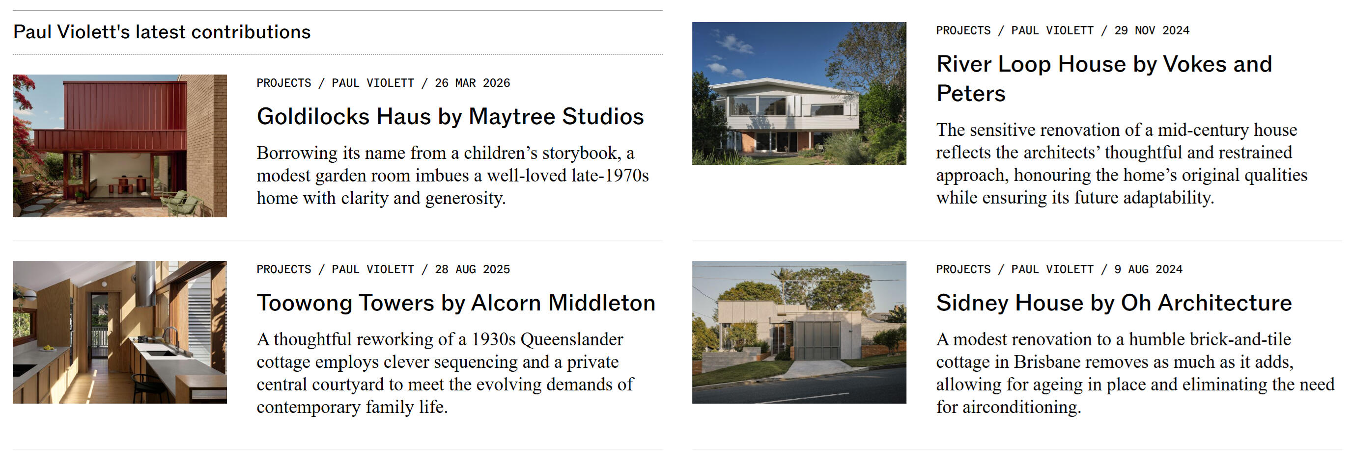 Articles for Vokes and Peters, Maytree Studios, Alcorn Middleton and Oh Architecture